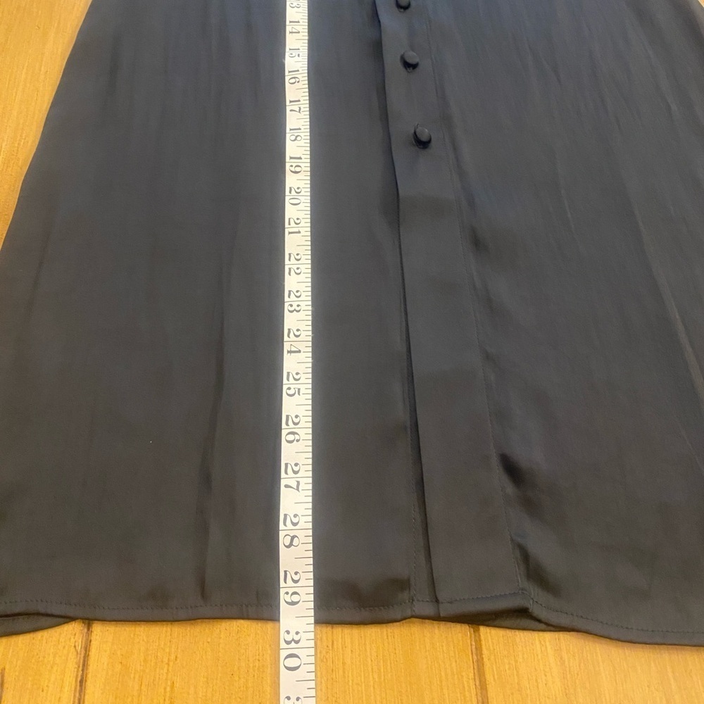 Free People Women’s Black Midi Analise Skirt Buttoned Satin New Small 4 - Picture 13 of 13